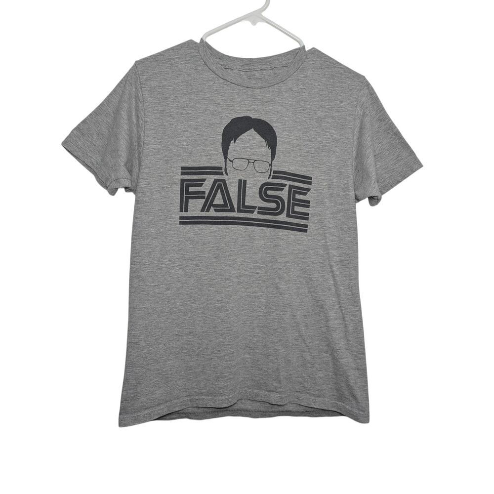 False Dwight Schrute The Office Gray Short Sleeve T-Shirt Men's Size M